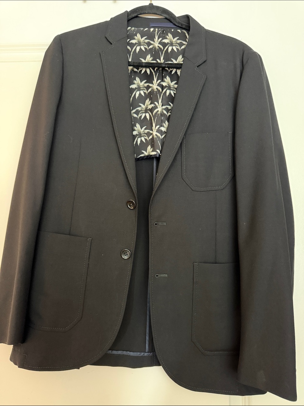 Paul Smith Black Blazer with Palm-Print Lining